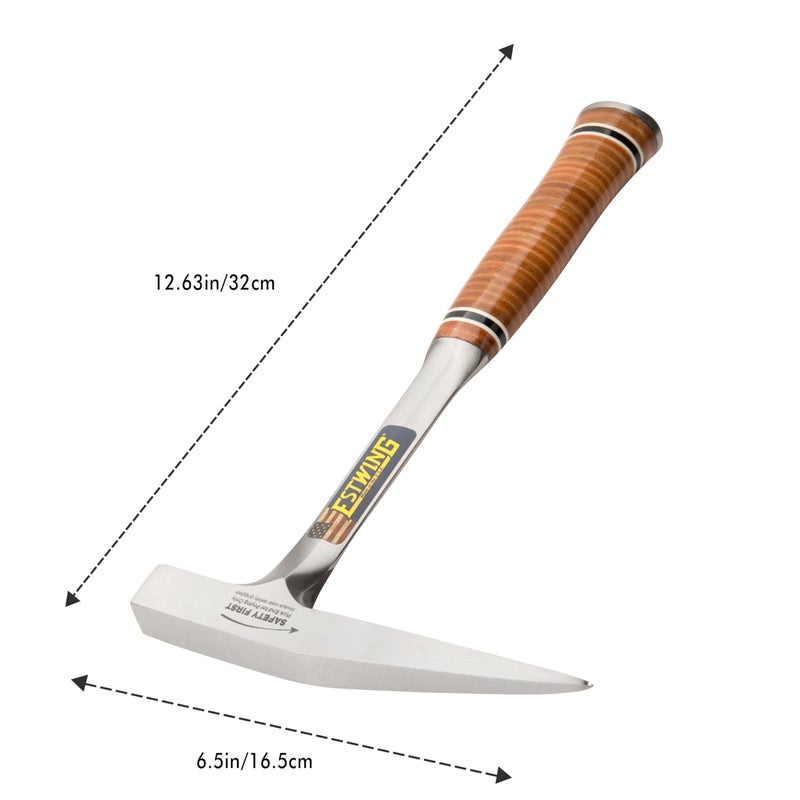 ESTWING Rock Pick - 13 oz Geology Hammer with Milled Face & Genuine Leather Grip - E13PM, Brown - Image 2